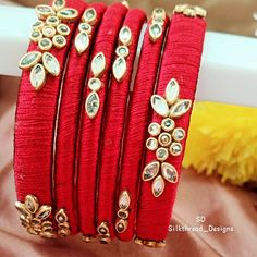 Elevate your style with our ethically made bangles. Explore our collection and discover the beauty of handmade bangles. Customised on order. Colour, design and size of the bangles can be customised. Bulk orders are accepted. Dm for orders and queriers. Dm or Whatsapp to place your order. Whatsapp link in bio Stay updated with our latest products, promotions and behind-the-scenes glimpses. Do follow @SD_Silkthread_Designs and support us #SD_Silkthread_Designs #silkthreadbangles #silkt... Lotus Bangle, Silk Bangles, Stone Bangles, Silk Thread Jewelry, Silk Thread Bangles, Thread Bangles, The Bangles, Thread Jewellery, Stone Bangle