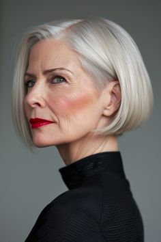 Looking for a new hairstyle after 60? These styles beautifully highlight mature grace and make daily styling a breeze with their refined simplicity. Short Bob Grey Hair Over 50, Ladies Short Haircuts, Bob Hairstyles For 60+, Diane Keaton Grey Hair, Bob Blond, Grey Hair Model Older Women, Short Hair Cuts For Fine Hairfor Women Over 60, Beautiful Aged Women, Over 60 Hairstyles