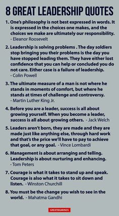 a poem with the words 8 great leadership quotes