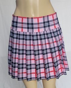 "JUNIOR TO PLUS SIZE \"Strawberry\" PLAID MINI SKIRT 14\"-16\" LONG. TO ENSURE YOU ORDER THE CORRECT SIZE SKIRT, PLEASE READ THIS CAREFULLY; THEN MATCH IT WITH SIZES. ALL OUR SKIRTS ARE ALWAYS MADE WITH A 3\" LONG WAITSBAND + THE LEGNTH OF THE SKIRT. OUR SKIRTS ARE ALL MADE TO ORDER AND THE LENGTH MAY SLIGHTLY CHANGE A FEW CENTIMETERS, BUT WE TRY TO BE AS ACCURATE AS POSSIBLE.  BELOW IF THE FINAL LENGTH OF THE SKIRT. *XSMALL - Waistband measures 28\" around when fully closed. Skirt is 14\" long Trendy School Skort With Stretch, Trendy Stretch Skort For School, Preppy Pink Bottoms For School, Preppy Fitted Short Length Skort, Casual Pink Skort For School, Preppy Fitted Skirted Bottoms, Stretch Mini Skort With Lined Skirt, Preppy Pink Pleated Skirt For School, Trendy Fitted Pink Skort