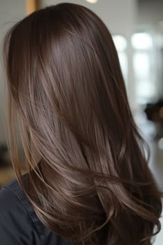 Rice Brown Hair Color, Matcha Chocolate Hair Color, Choco Brown Hair Color, Latte Brown Hair Color, Hair Colour Ideas Brown, Milk Brown Hair Color, Brown Hair No Highlights, Plain Brown Hair, Brown Chocolate Hair Color