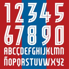 the font and numbers are all in different colors, but one is red white and blue