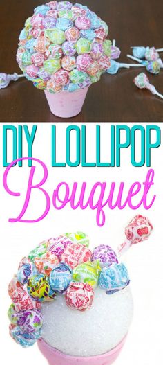 this diy lollipop bouquet is so easy to make and it looks amazing