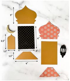 the cut out paper is shown with different shapes and sizes