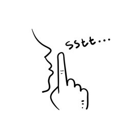 a black and white drawing of a finger pointing to the word sit