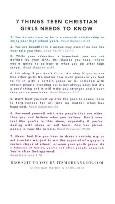 the text on this page says, 7 things teen christian girls need to know