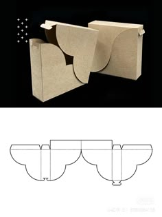 an open box with wings cut out on the front and side, in white paper