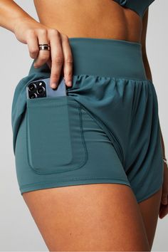 Sun Chaser 3" Short Fabletics green female Activewear >> Womens >> Bottoms >> Shorts regular Running/Training Hidden Pockets Training Outfit Women, Comfortable Gym Shorts, 2 In 1 Shorts, Training Outfit, Female Activewear, Outfit Essentials, Cosy Outfit, Airport Outfits, Hit The Gym