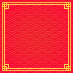 a red and gold chinese background with a golden frame on the bottom, it looks like an art deco design