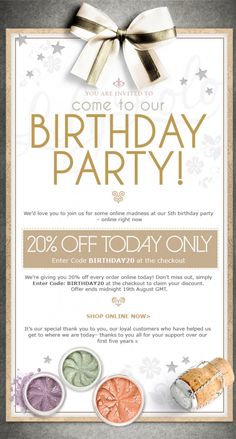 a birthday party flyer with an elegant bow