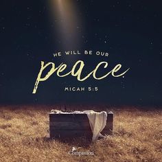 a bible poster with the words he will be our peace