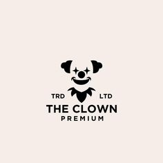 the clown premium logo is shown in black and white, with an elephant's head on