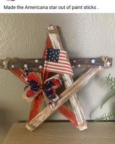 an american star is made out of paint sticks