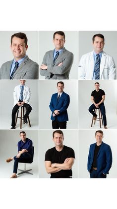 a collage of portraits of men in suits and ties posing for pictures with their arms crossed