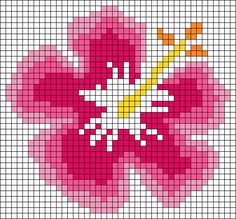 a cross stitch pattern with a pink flower