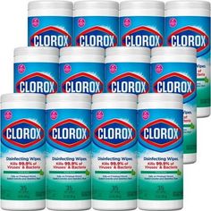 six tubs of clorox multi - purpose cleaning wipes