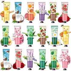 PRICES MAY VARY. 🌹【18 PACK Hand Cream for Dry Cracked Hands】Honey,coconut,rose,avocado,cherry blossoms,grapefruit,chamomile,shea butter,lavender,aloe vera. Pick and choose your favorite scent based on your mood at the moment from our 10 natural fragrances. 🌿【Natural Hand Cream for Dry Hands】Cruelty Free formula, Featuring fresh-cut fragrances of botanicals , shea butter, sweet almond oil, aloe. This rich, deeply hydrating and moisturizing hand cream leaves hands smooth. 🍁【For All Skin Types】 Natural Hand Cream, Moisturizing Hand Cream, Hand Cream Gift Set, Dry Cracked Hands, Cracked Hands, Natural Aloe Vera, Cream Roses, Cream Lotion, Hand Care