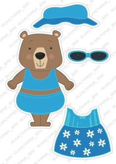 a paper cut out of a bear with sunglasses on it's head and dress