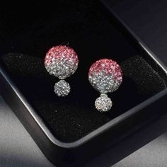 Double Sided Earring Studs Bling Crystal Ball Zircon Stud Gradient Color Earrings with S925 Silver Pin Double Sided Earrings Studs, Double Sided Earrings, Color Earrings, Multi Strand Bracelet