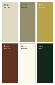 the different shades of paint that are used for walls and floors in various colors, including brown