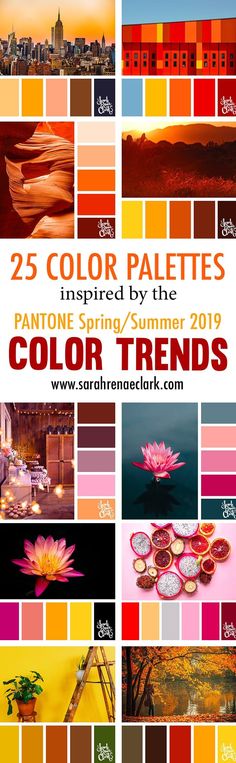 the color palettes for pantone spring / summer 2019 are shown in different colors