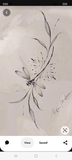 an image of a flower drawn on paper with the words, view saved below it