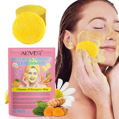 Turmeric Face Scrub Pads, Turmeric Kojic Acid Cleansing Pads with Vitamin B5, Vitamin C Turmeric, Face Pads, Sugar Turmeric Cleansing Pads for Face Makeup To Look Younger, Acne Face Map, Face Map, Blackheads On Face, Face And Body Care, Deep Clean Pores, Shower Essentials, Exfoliating Pads, Zits Popping