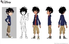 an animation character is shown in three different poses