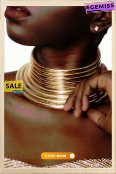 Gold Punk Casual Multilayer Necklace Gold Punk Style Choker Jewelry, Punk Gold Choker Jewelry, Punk Style Gold Choker Gift, Gold Punk Choker For Gift, Map Jewelry, African Accessories, African Necklace, Statement Choker, Statement Choker Necklace