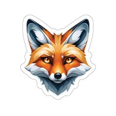 an orange fox sticker on a white background