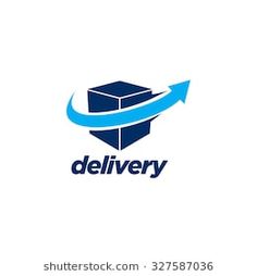 the delivery logo with an arrow pointing up to it's left side, on a white background