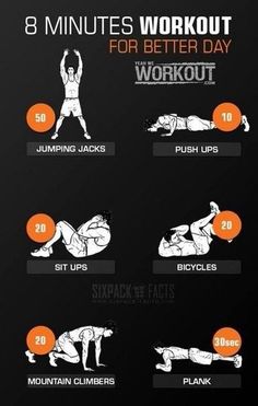 an image of a workout poster with the words 8 minutes work out for better day