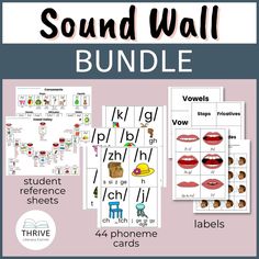 sound wall bundle with pictures and words to help students learn how to use the sound