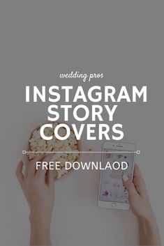 two hands holding a phone and popcorn in front of the text, wedding pros instagram story covers