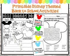 mickey mouse themed back to school activities for the disney world theme, including an activity sheet and