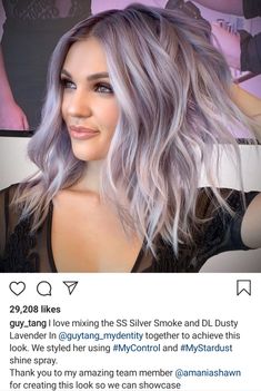 Transform your look with winter hair magic! Our icy tones and cool hues capture the essence of the season, making your hair the centerpiece of winter beauty. Let your hair sparkle like snowflakes. ❄️✨ #WinterHairMagic #IcyBlondeBeauty Lilac Hair With Dark Roots, Lilac Platinum Blonde Hair, Unique Platinum Blonde Hair, Icy Violet Hair, Eggplant And Blonde Hair, Long Bob Purple Hair, Beautiful Silver Hair, Platinum Blonde Lavender Hair, Purple To Blonde Hair