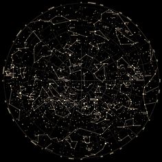 the stars in the night sky are arranged on a black background with white dots and lines