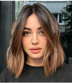 Short Brown Hair, Lob Hairstyle, Medium Hair Cuts, Shoulder Length Hair, Length Hair, Balayage Hair, Bobs Haircuts