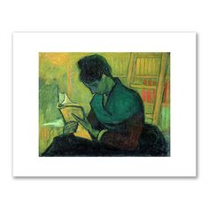 a painting of a woman reading a book