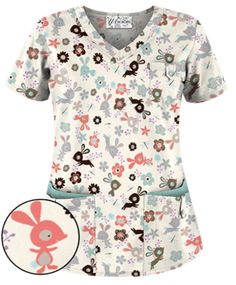 UA Springtime Hop Coffee Bean Print Scrub Top Style # UA638STC  #uniformadvantage #uascrubs #adayinscrubs #scrubs #printscrubs #scrubtop #animalscrubs Scrub Life, Coffee Bean, Coffee Colour, Scrub Tops, Color Collection, Pediatrics