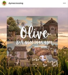 a collage of photos with the words olive on it and images of farm buildings