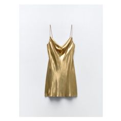 METALLIC RHINESTONE STRAPPY MINI DRESS Mini Gold Dress, Zara Mini Dress, Nye Dress, Golden Dress, Strappy Mini Dress, Metallic Mini Dresses, Zara Gold, Zara Mini, Hoco Dress