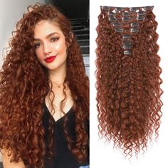 PRICES MAY VARY. 💖[Beautiful curls design]: these clip in hair extensions are designed with the most fashionable shape and the curls can perfectly fit your hair. In addition, it can completely cover the head to ensure a natural and beautiful appearance 💖[Excellent materials]: The material of this hair extension is selected from high-temperature synthetic silk hand-selected by workers. It has a soft texture, close to human hair, the curls remain long-lasting, and the overall appearance is very Hair Clip In Extensions, Long Hair Extensions, Human Hair Clip Ins, Hairpieces For Women, Curly Hair Extensions, Weft Hair Extensions, Beautiful Curls, Extensions Hair, Copper Red