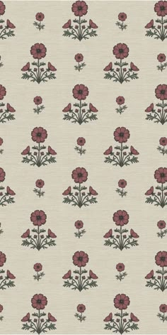 an image of a flower pattern on a wallpaper background in red and beige colors