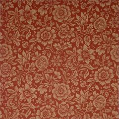 a red and gold wallpaper with flowers on it