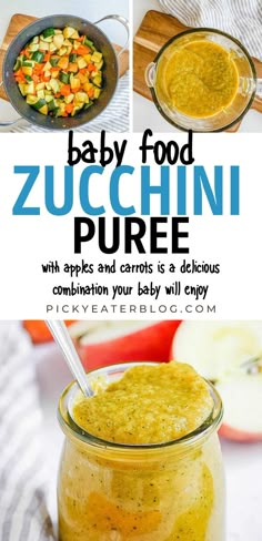 baby food zucchini pure with apples and carrots in a jar