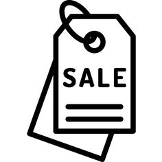 a black and white image of a sale tag with the word sale written on it