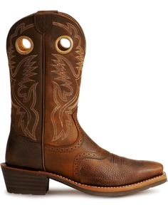 Cowboy Boots Square Toe, Brown Design, Boots Square Toe, Cowboy Outfits, Horse Boots, Mens Cowboy, Solid Brown, Mens Cowboy Boots, Harness Boots