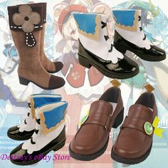 (eBay) Game Genshin Impact COS Klee Barbara Venti Long Boots Cosplay Shoes Custom Made Genshin Impact Shoes, Cute Kawaii Shoes, Genshin Impact Outfits, Venti Cosplay, Anime Game Character, Cosplay Genshin, Genshin Impact Cosplay, Cosplay Boots, Chunky Heel Shoes