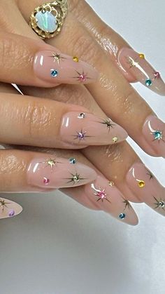 Cute Spring Nails, Casual Nails, Spring Nail Designs, Acrylic Nails Coffin Pink, Nails Only, Gem Nails, Sparkly Nails, New Year's Nails, Minimalist Nails